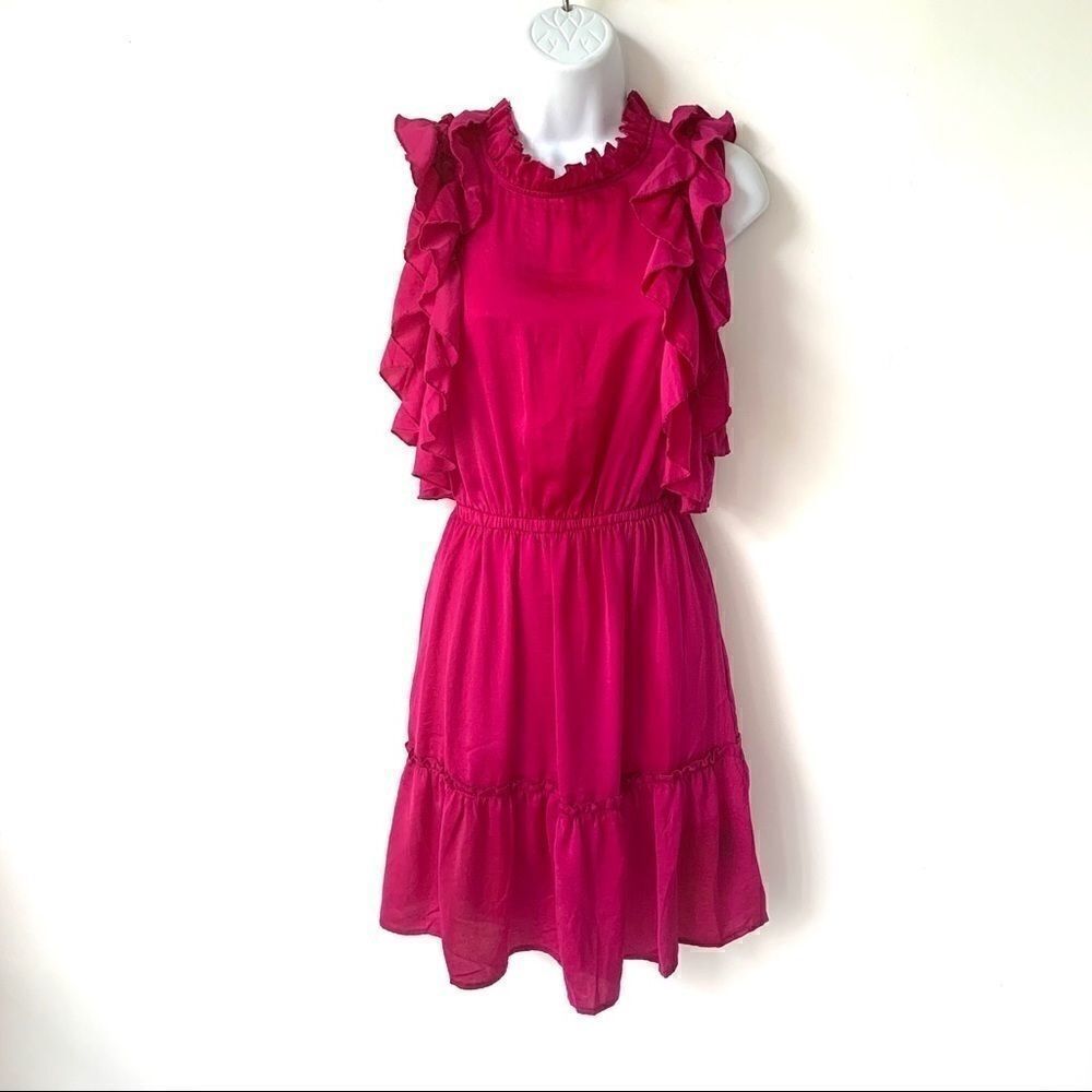 DRA NWT ANTHROPOLOGIE PALERMO RUFFLE DRESS FUSCHIA